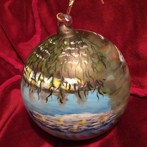Bloomingdales Impressionists painted glass ornament New Vintage nature landscape - Picture 7 of 9